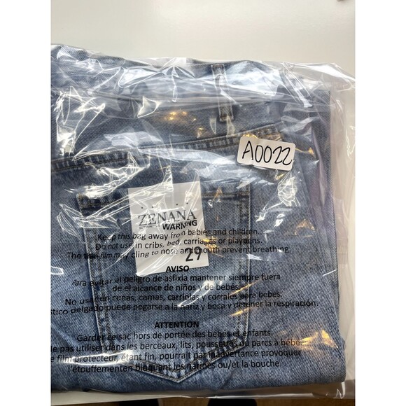 NWT ZENANA Women's Size 29 High Rise Wide Leg Dad Jean Distressed Raw Hem NEW‎ - Picture 11 of 11